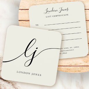 Modern Elegant Chic Ivory White Gift Certificate