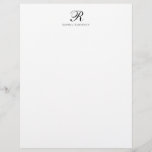 Modern Elegant Chic Monogram Professional Business Letterhead<br><div class="desc">Professional Elegant Single Letter Monogram Grey Formal Script Monogram Letterhead

Monogram Modern Professional Elegant Black Simple Plain Customizable Letterhead. 
Ideal for Accountants,  Realtors,  Attorneys,  Real Estate Agents,  Lawyers,  Brokers and Corporate Professionals.</div>