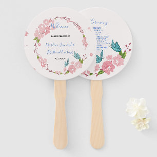 Modern elegant chic pink Floral  with butterfly Hand Fan