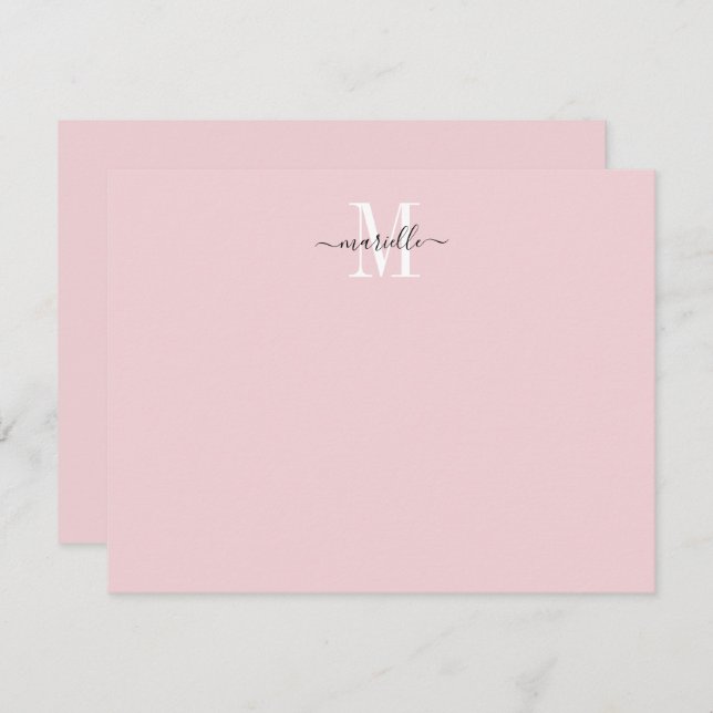 Modern Elegant Chic Script Monogram Blush Pink  Card (Front/Back)