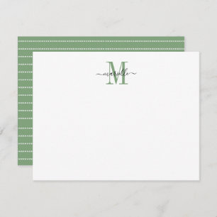 Modern Elegant Chic Script Monogram Green Card