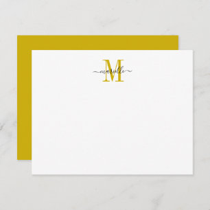 Modern Elegant Chic Script Mustard Gold Monogram Card