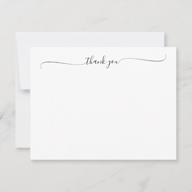 Modern Elegant Chic Script Thank You Calligraphy Card (Front)