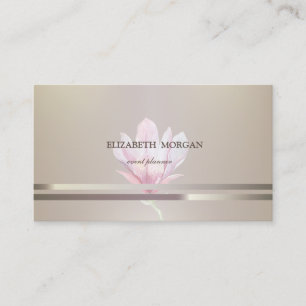 Modern Elegant Chic,Striped,Watercol Magnolia Business Card