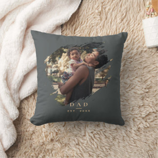 Modern Elegant Chic Trendy Photo Father's Day Throw Pillow
