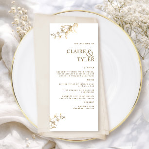 Modern Elegant Chic White and Gold Wedding  Menu