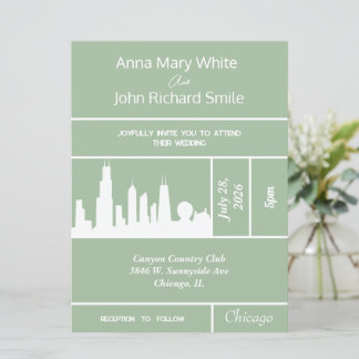 Modern Elegant Chicago City Skyline Invitation