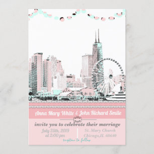 Modern Elegant Chicago City Skyline Invitation