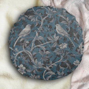 Modern Elegant Chinoiserie Floral Pattern Round Pillow