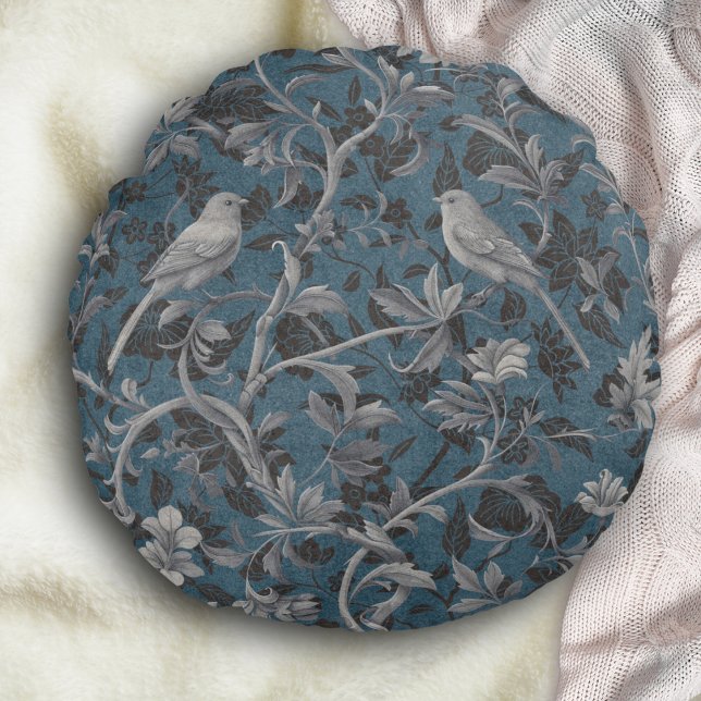 Modern Elegant Chinoiserie Floral Pattern Round Pillow (Creator Uploaded)