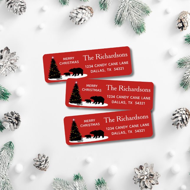 Modern Elegant Christmas Bears Return Address (Creator Uploaded)
