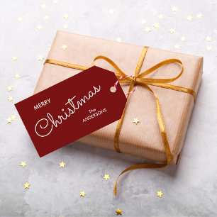 Modern Elegant Christmas   Burgundy Red Gift Tags