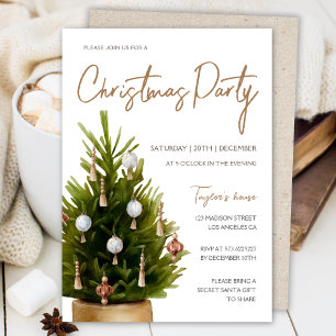 Modern Elegant Christmas Tree Party  Invitation