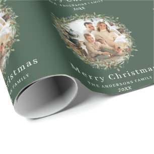Modern elegant Christmas wreath Wrapping Paper