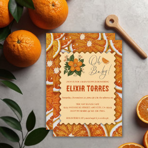 Modern Elegant Citrus Orange Baby Shower Invitation