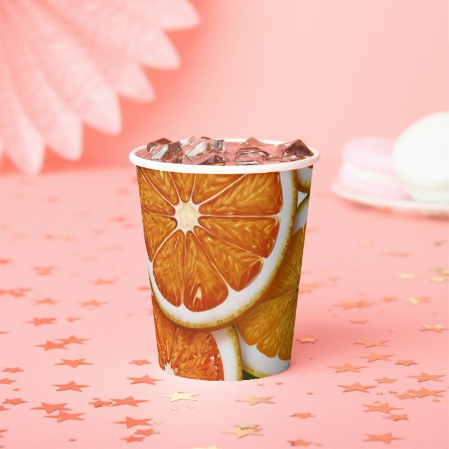 Modern Elegant Citrus Orange Baby Shower  Paper Cups (Insitu)
