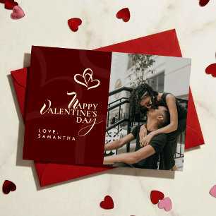 Modern Elegant Classic Chic Photopop Valentines Foil Holiday Card