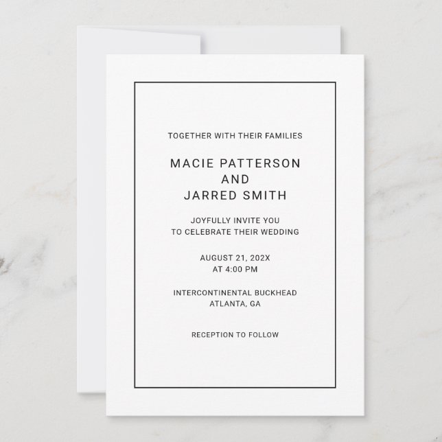 Modern Elegant Classic Minimalist Wedding Invitation (Front)