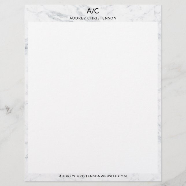 Modern elegant classic monogram marble frame letterhead (Front)