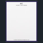 Modern elegant classic monogram navy blue frame letterhead<br><div class="desc">Modern elegant classic monogram navy blue frame letterhead.</div>