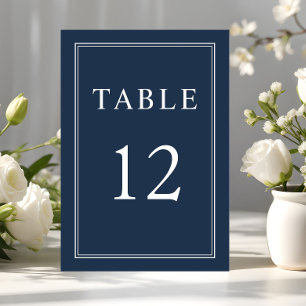 Modern Elegant Classic Navy Blue Wedding Table Number