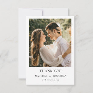 Modern Elegant Classic Typography Photo Wedding Thank You Card
