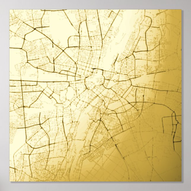  Modern Elegant Classy Gift Map of Munich, Germany Foil Prints (Front)