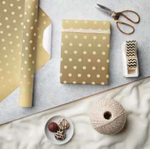 Modern Elegant Classy Polka Dots on Gold Wrapping Paper