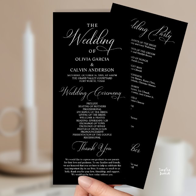 Modern Elegant Classy Wedding Ceremony Order Program (Modern Elegant Classy Wedding Ceremony Order Program Card in black and white)
