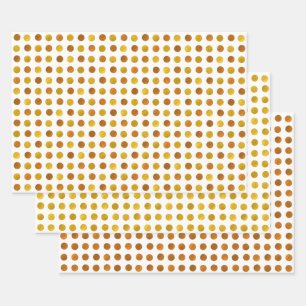 Modern Elegant Classy White Gold Copper Polka Dots Wrapping Paper Sheet