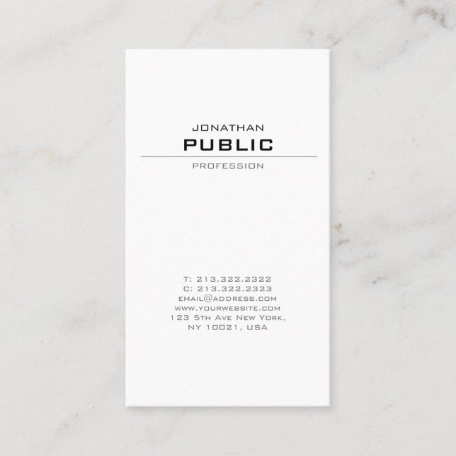 Modern Elegant Clean Design Trendy Creative Plain Business Card (Front)