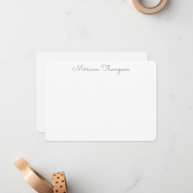 Modern Elegant Clean Girly Blue Name Card (Front/Back In Situ)