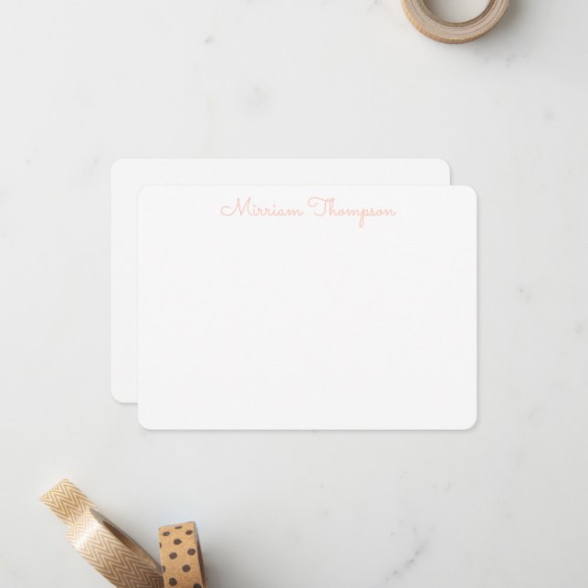 Modern Elegant Clean Girly Orange Name Card (Front/Back In Situ)