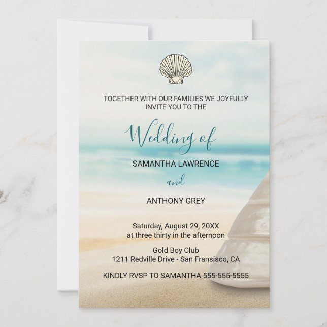 Modern Elegant Coastal Wedding Invitation (Devant)