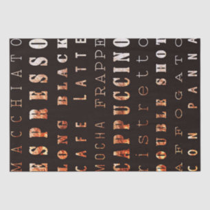 Modern Elegant Coffee Types Typography Brown Tissue Paper