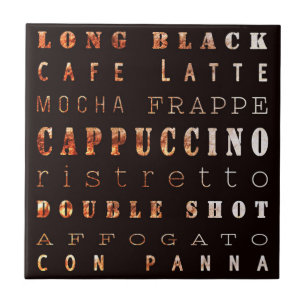 Modern Elegant Coffee Types Typography  Tile