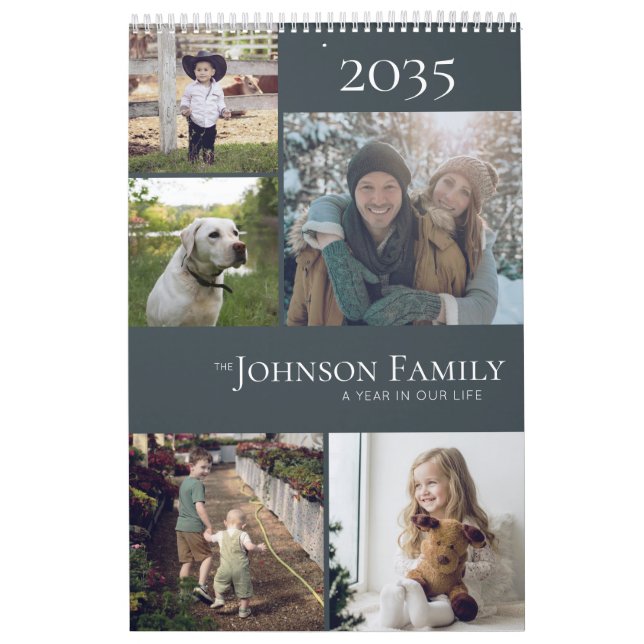 Modern Elegant Color Family Photo Calendar (Cover)
