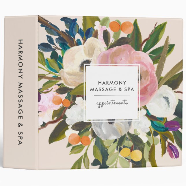 Modern Elegant Colourful Florals Business | Cream Binder (Front/Spine)
