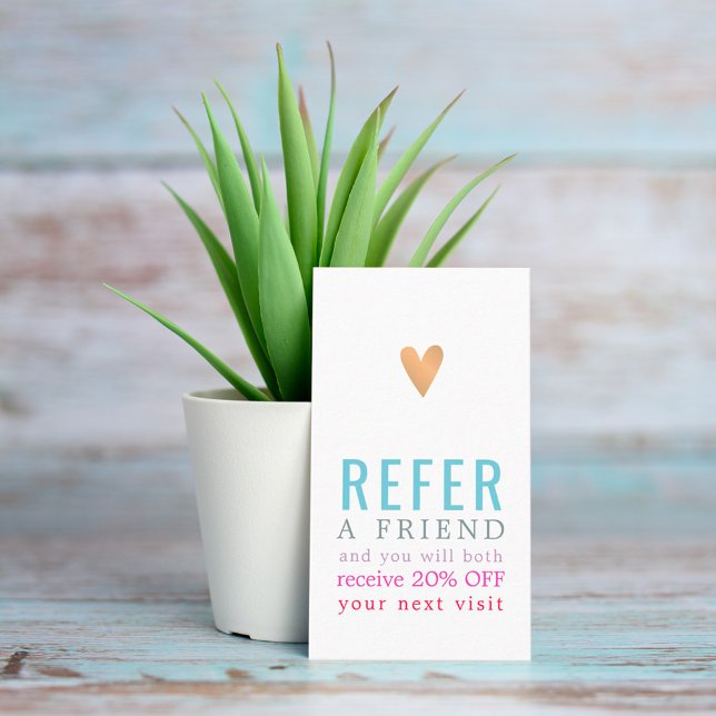 Modern Elegant Colourful Gold Heart Beauty Salon Referral Card (Creator Uploaded)