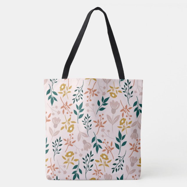 Modern Elegant Colourful Stylish Floral Tote Bag (Front)