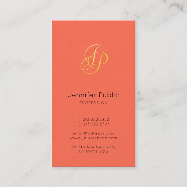 Modern Elegant Colours Gold Look Monogram Template Business Card (Front)