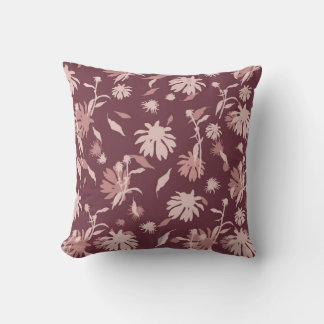 Modern Elegant Coneflowers Chestnut Red Throw Pillow