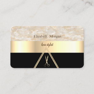 Modern Elegant Cool Marble Black,Gold,Scissors Business Card