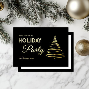 Modern Elegant Corporate Holiday Party Black Gold 