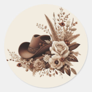 Modern Elegant Country Western- Floral Classic Round Sticker