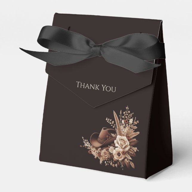 Modern Elegant Country Western- Floral Favor Box (Front Side)