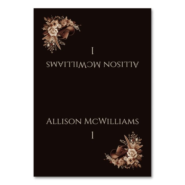 Modern Elegant Country Western- Floral Table Number (Front)