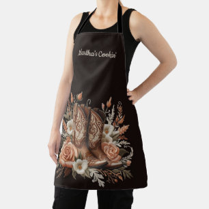 Modern Elegant Country Western- Flowers Apron