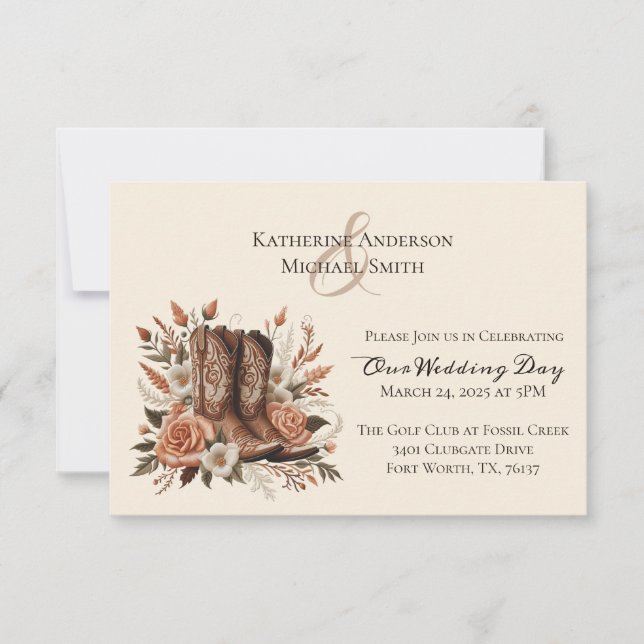Modern Elegant Country Western- Flowers Invitation (Front)