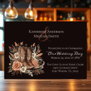 Modern Elegant Country Western- Flowers Invitation